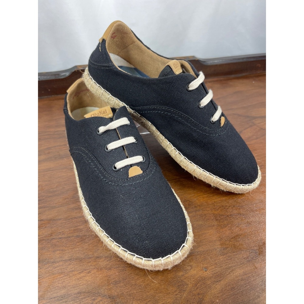 OluKai Kaula PA'A Li Espadrille Sneaker Women's Size 8.5 Black